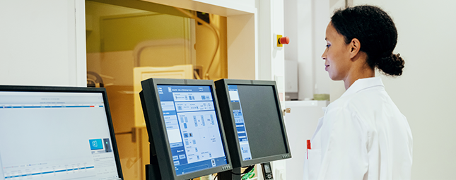 healthcare worker on a computer
